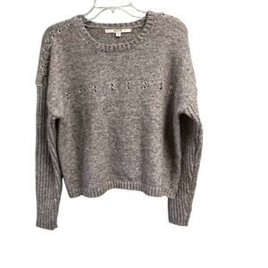 Guess Gray Stretchy Sweater Size Small Grommet Details Classic Casual Womens